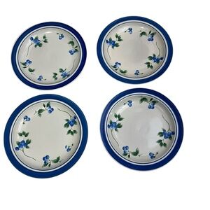 LL BEAN Blueberry Stoneware Set Of 4 Salad Plate 8 1/2”